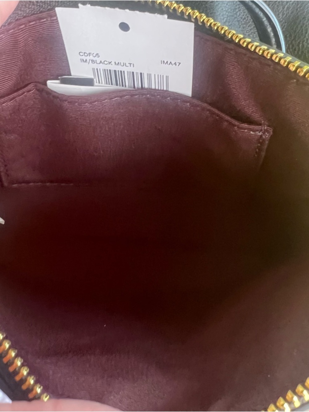 COACH Corner Zip Black Leather Wristlet With Cherry Print NWT AUTHENTIC - Picture 3 of 5